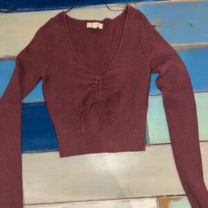 LA Hearts Ribbed Cropped Knit Top